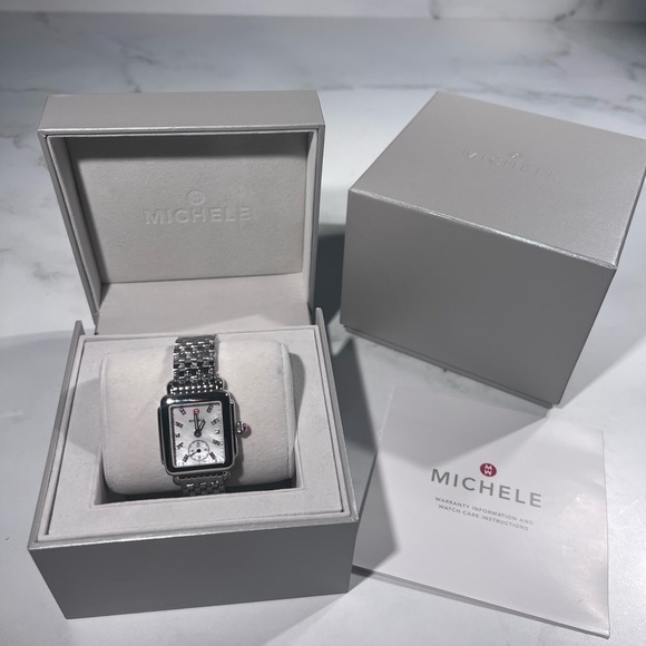 Michele Accessories - Michele Deco Mid Diamond Dial Silver Watch
